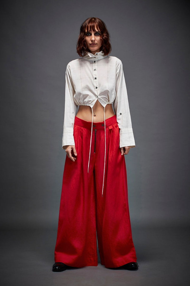 LIZ TROUSER linen by Chola in red color for women in Singapore