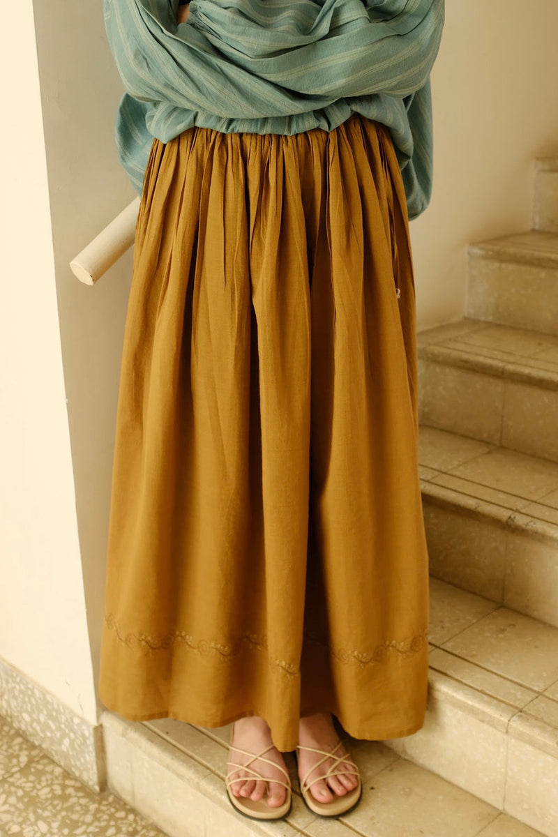 Della Skirt handwoven cotton top/shirt by MASON AND MILL in mustard yellow for women in Singapore