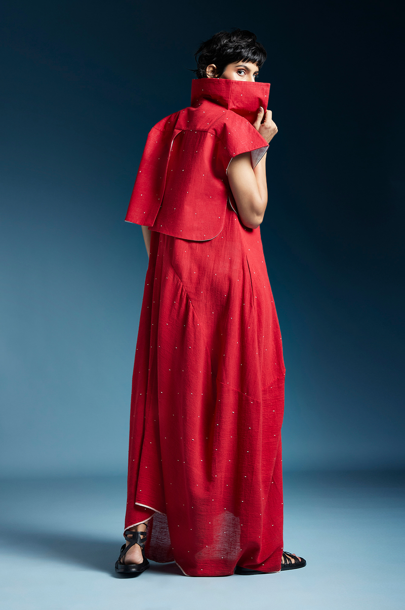 Lou Jacket-Red cotton by Chola in red color for women in Singapore