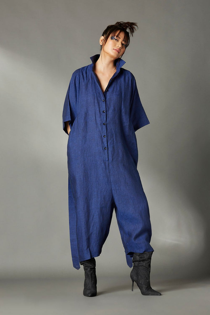 Peyton Jumpsuit linen by Chola in navy color for women in Singapore
