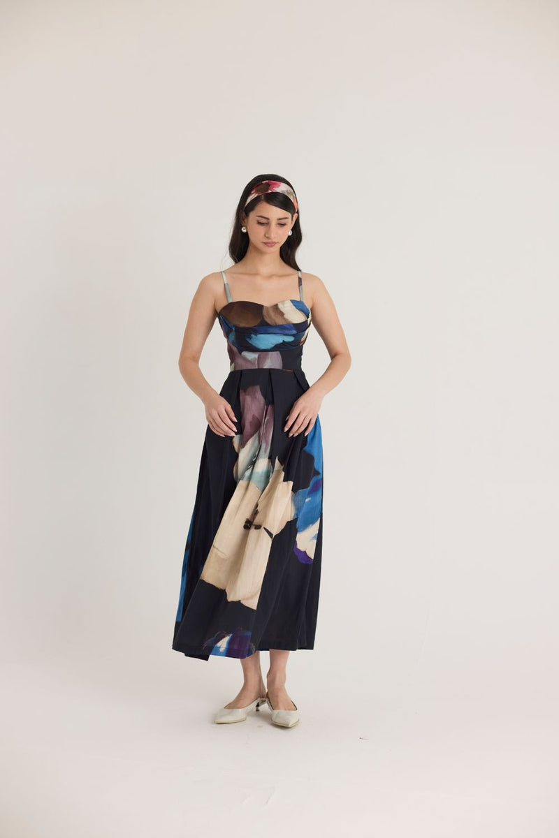 ROCCO COWL BRALETTE DRESS satin by Yam in black color for women in Singapore