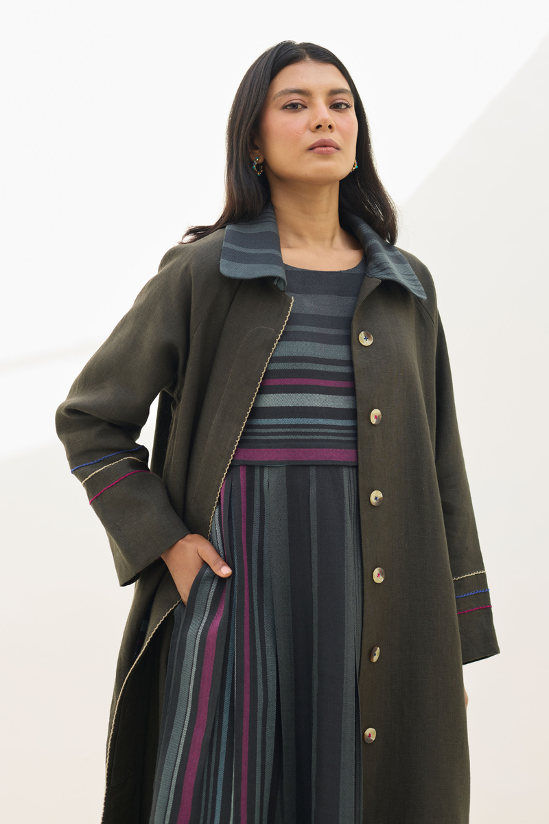 Fiona Merino Wool Co-ord Set - Charcoal by Manan in charcoal color for women in Singapore