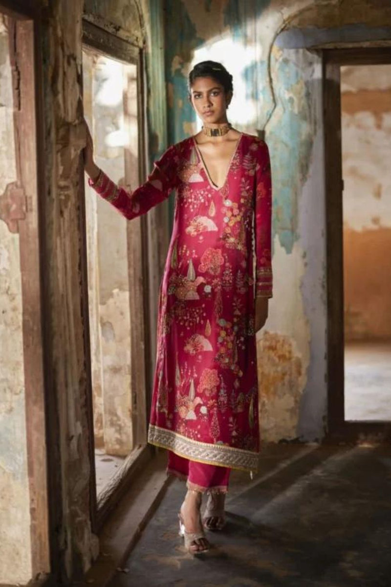 Nadira Magenta Kurta Set by Rajiramniq for women in Singapore