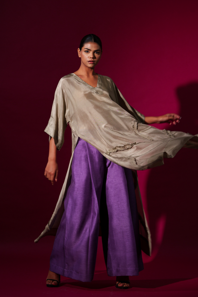Luck Pants -Purple mysore silk pants/trousers by Stoique in purple for women in Singapore