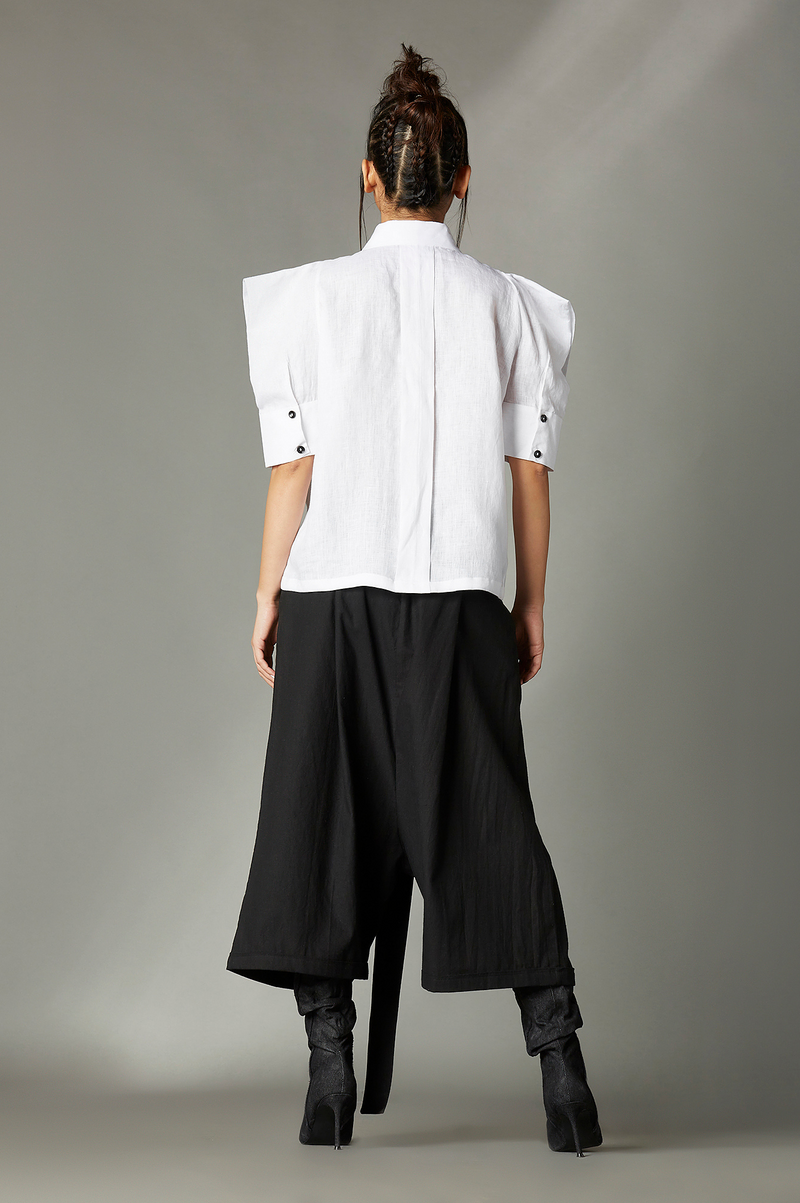 Drew Trousers in Black cotton by Chola in black color for women in Singapore