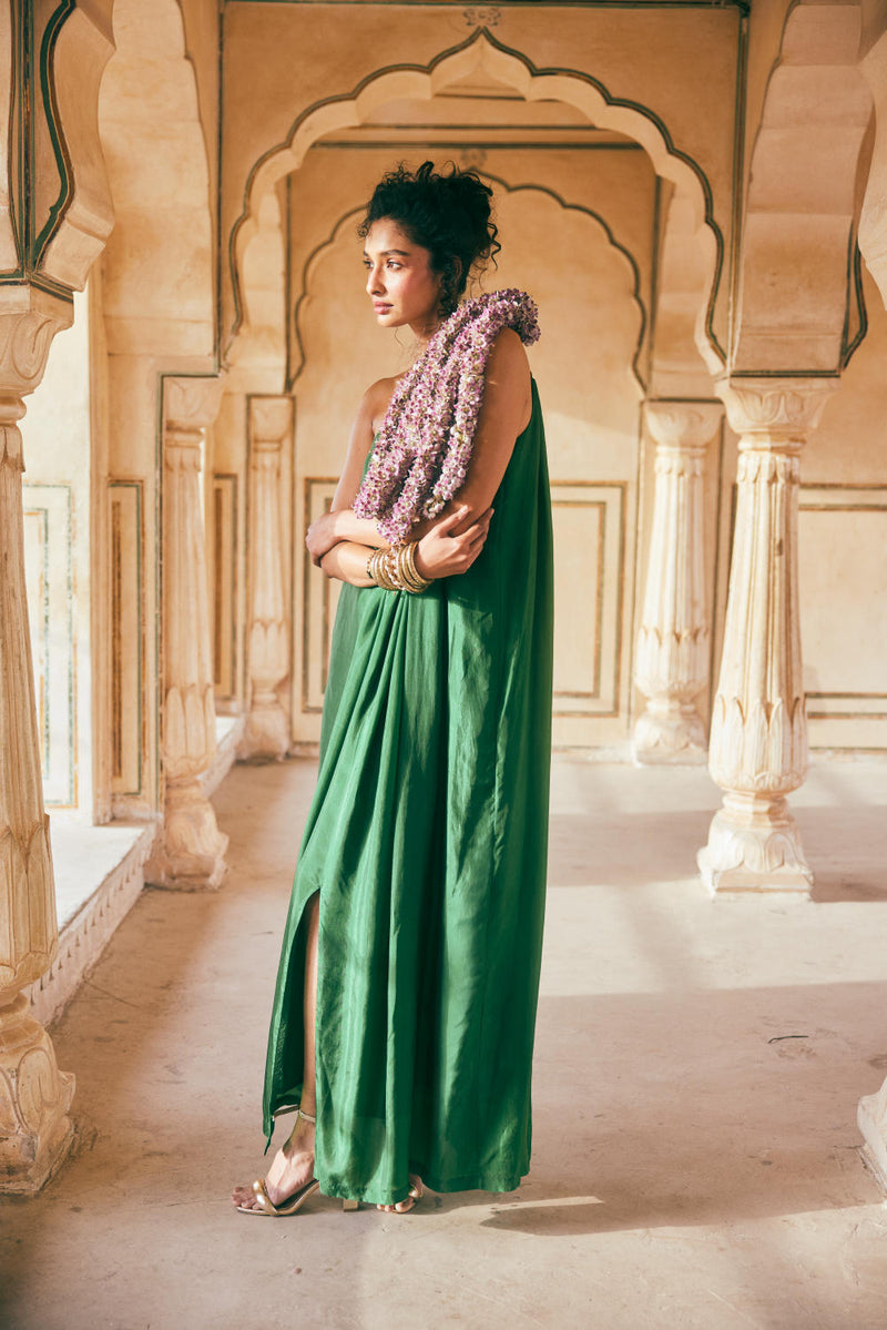 PH-2307 Maxi-Emerald green by Paulmi & Harsh in green color for women in Singapore