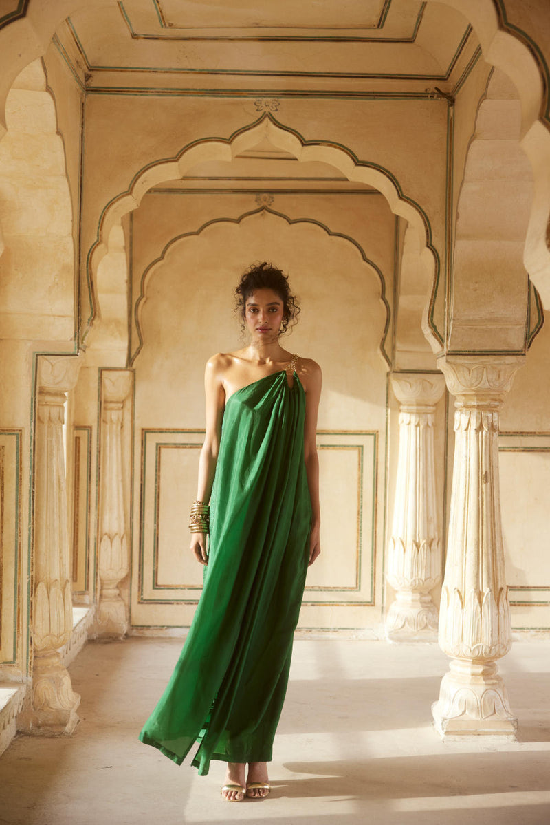 PH-2307 Maxi-Emerald green by Paulmi & Harsh in green color for women in Singapore