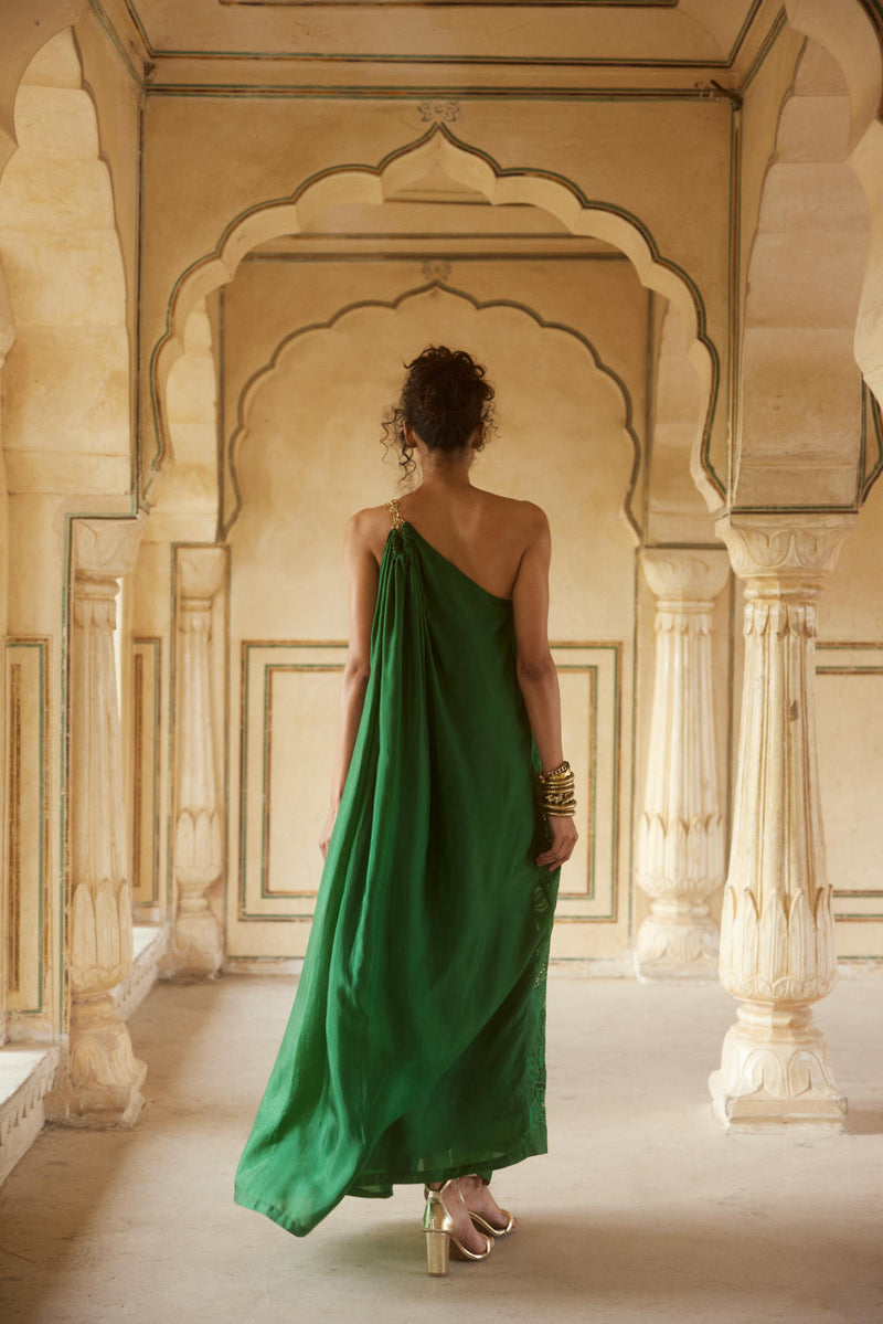 PH-2307 Maxi-Emerald green by Paulmi & Harsh in green color for women in Singapore