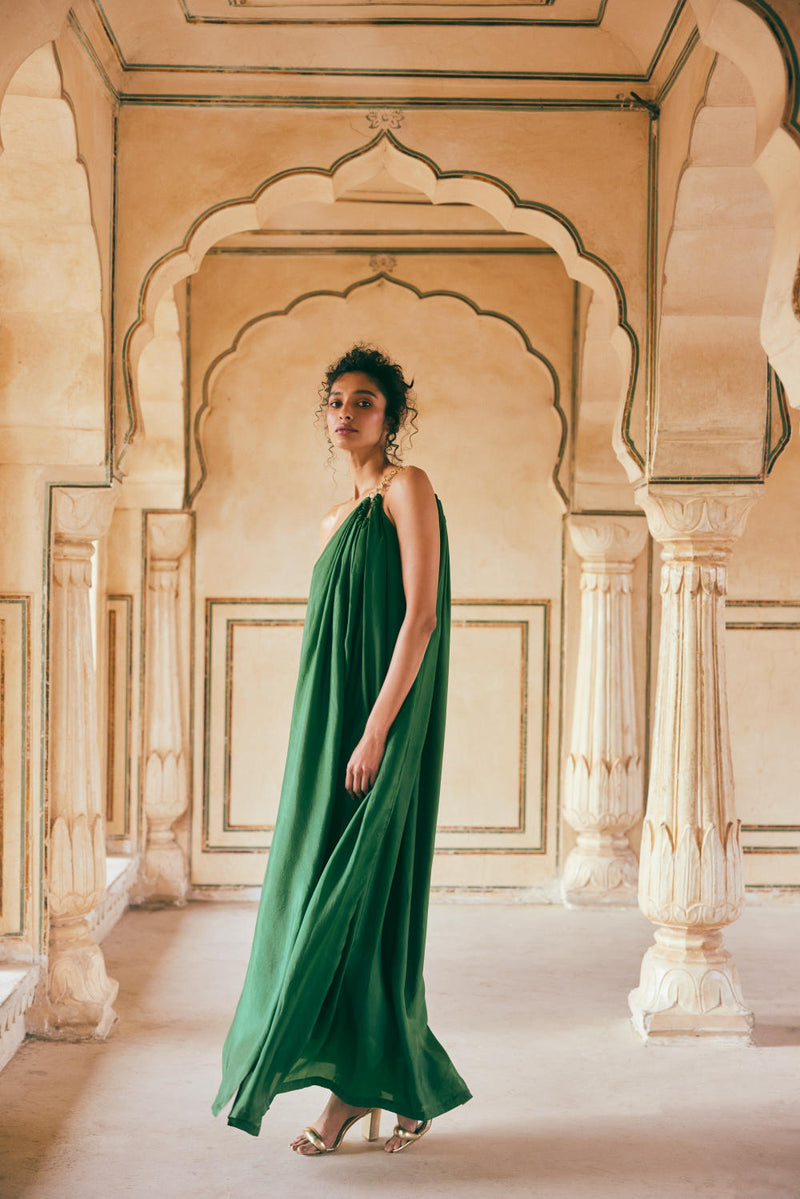 PH-2307 Maxi-Emerald green by Paulmi & Harsh in green color for women in Singapore