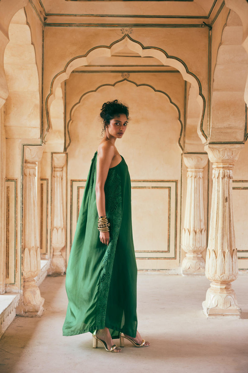 PH-2307 Maxi-Emerald green by Paulmi & Harsh in green color for women in Singapore