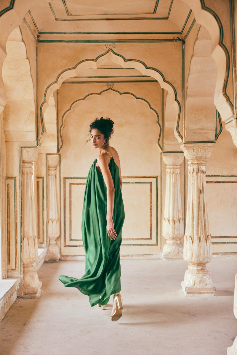 PH-2307 Maxi-Emerald green by Paulmi & Harsh in green color for women in Singapore