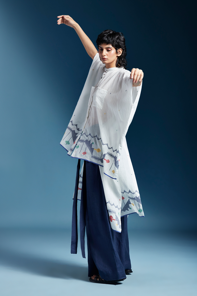 Nisa Shirt-White cotton by Chola in white color for women in Singapore