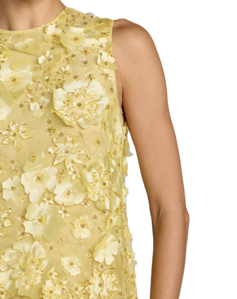 23108 - Yellow 3D Floral Embellished Sleeveless Mini Dress by Mac Duggal in yellow color for women in Singapore