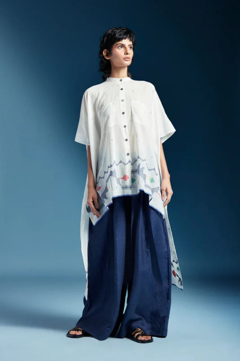 Nisa Shirt-White cotton by Chola in white color for women in Singapore