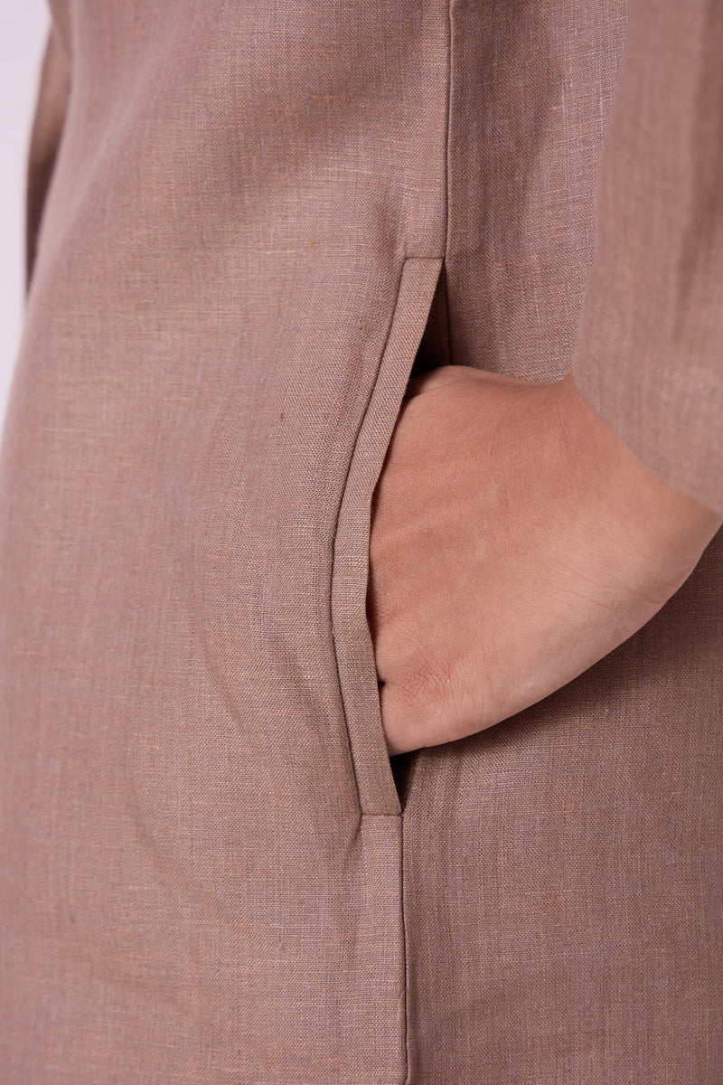 Darcy Brown Linen Jacket linen jacket/overlay by The Summer House in brown for women in Singapore