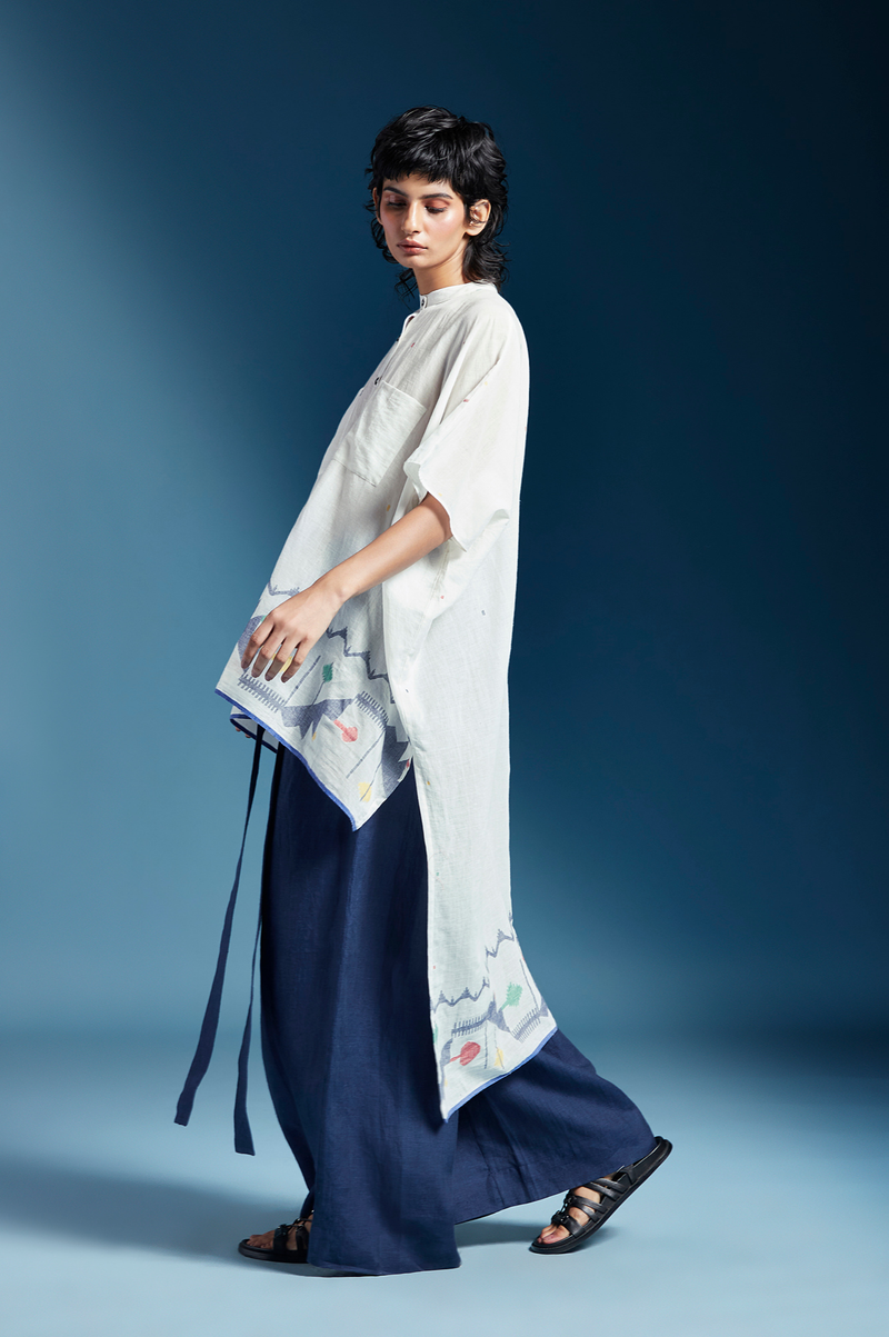 Nisa Shirt-White cotton by Chola in white color for women in Singapore