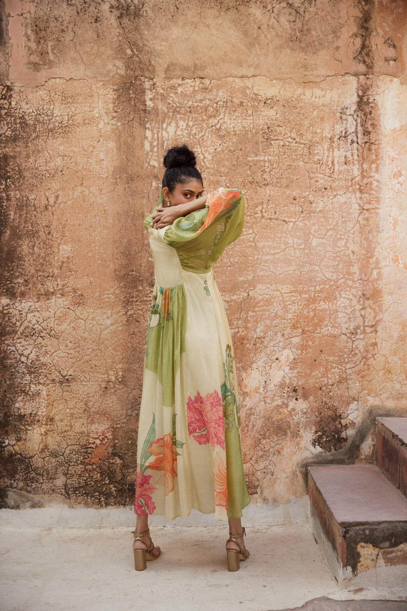 PH-2333 
Maxi-Ivory with multi color pastel mul by Paulmi & Harsh in multi color for women in Singapore