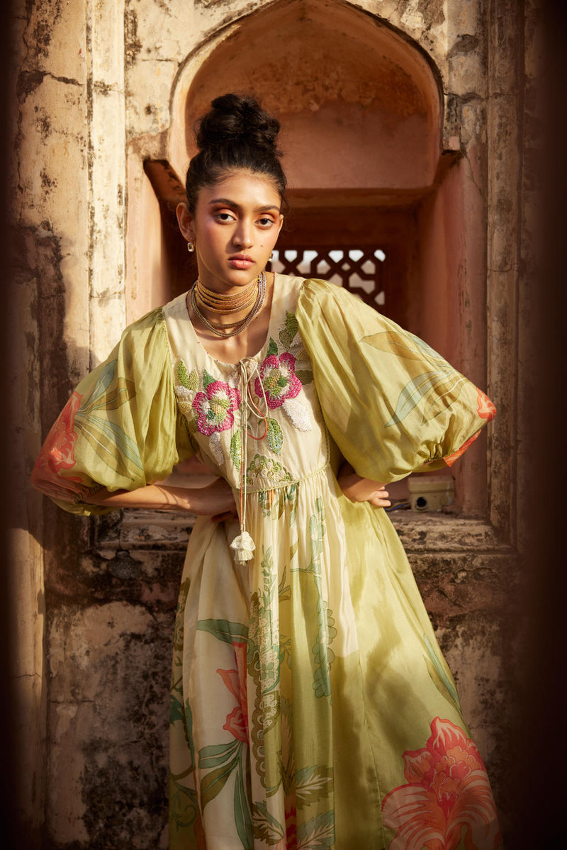 PH-2333 
Maxi-Ivory with multi color pastel mul by Paulmi & Harsh in multi color for women in Singapore