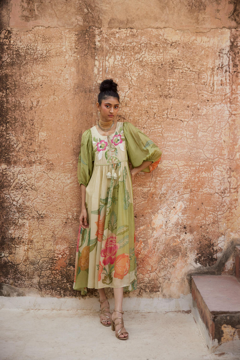 PH-2333 
Maxi-Ivory with multi color pastel mul by Paulmi & Harsh in multi color for women in Singapore