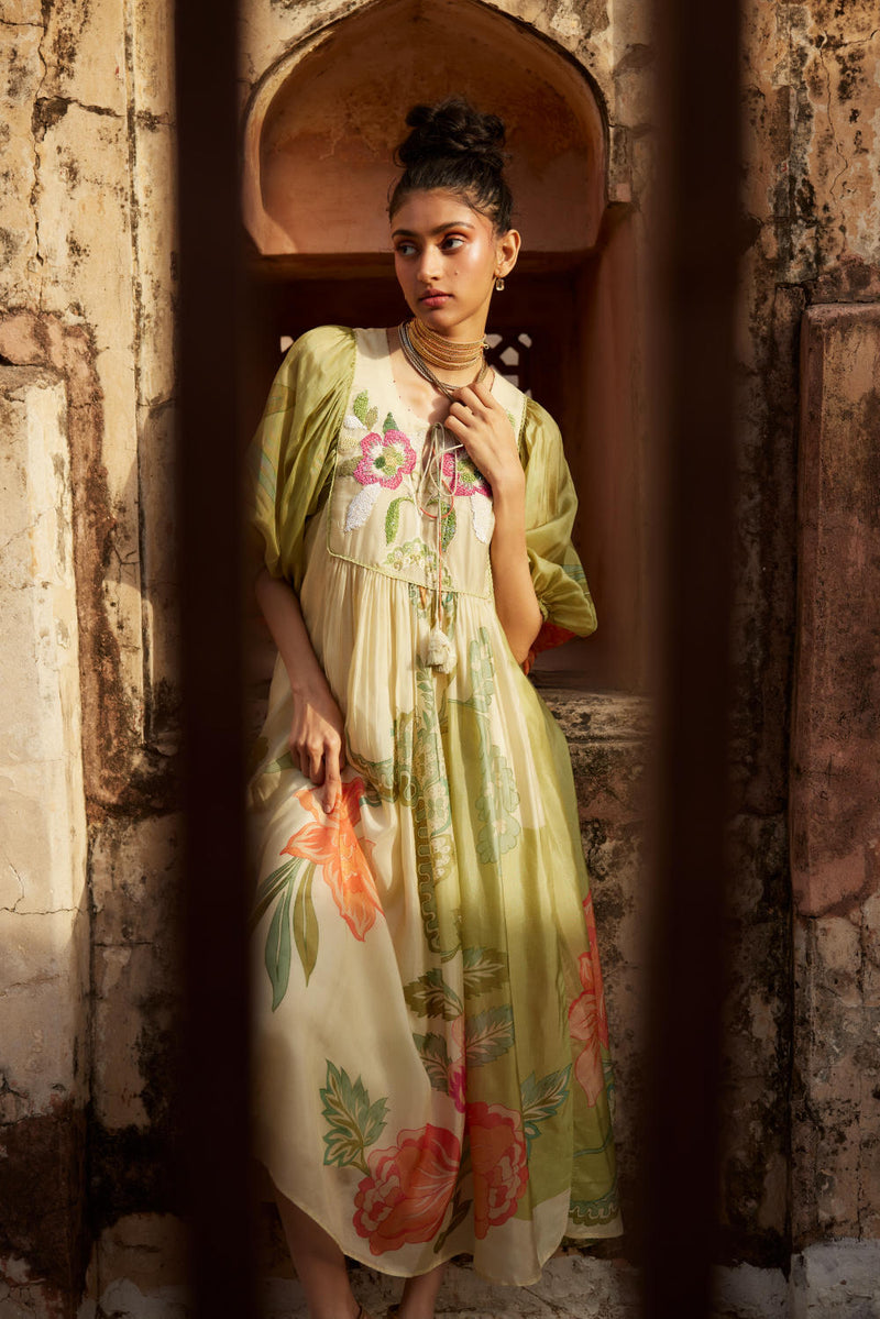PH-2333 
Maxi-Ivory with multi color pastel mul by Paulmi & Harsh in multi color for women in Singapore