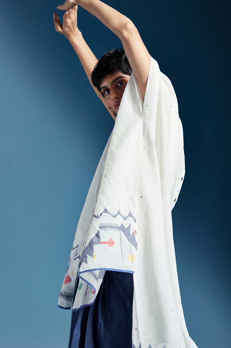 Nisa Shirt-White cotton by Chola in white color for women in Singapore