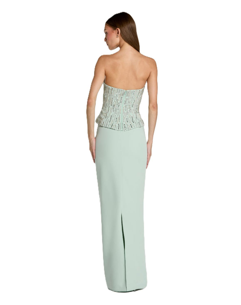 2366 - Green Strapless Peplum Embellished Gown by Mac Duggal in green color for women in Singapore