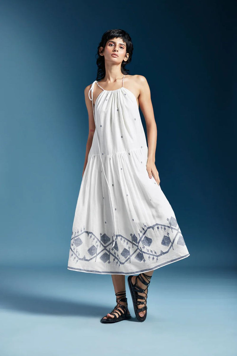 Tiffany Dress-White cotton by Chola in white color for women in Singapore