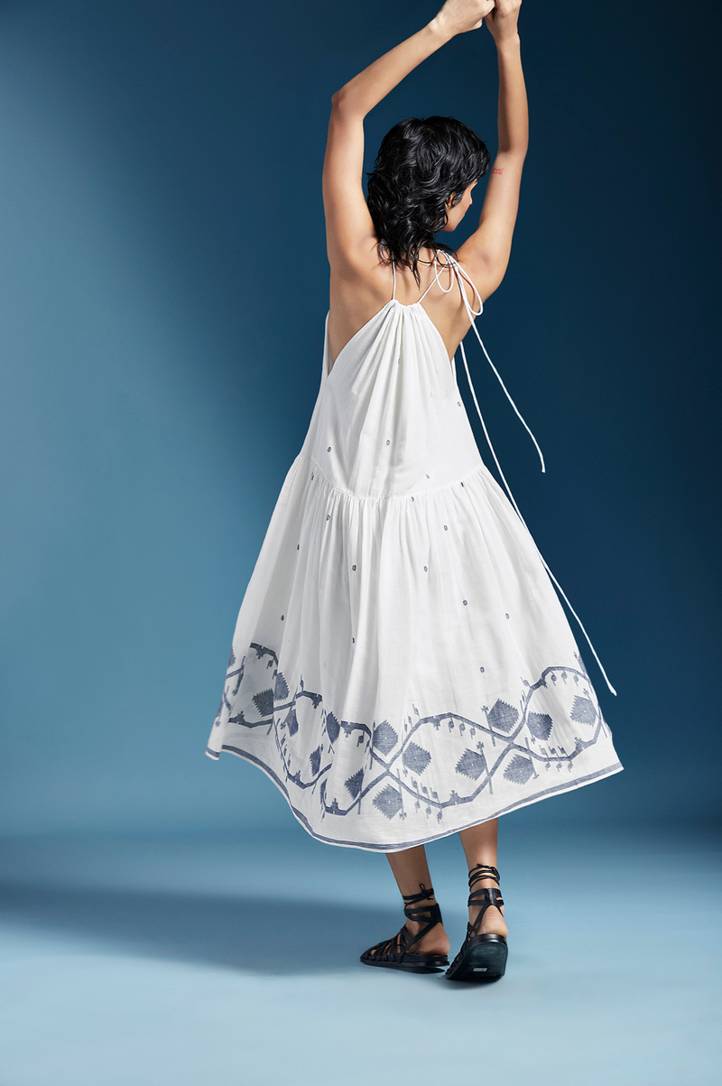 Tiffany Dress-White cotton by Chola in white color for women in Singapore