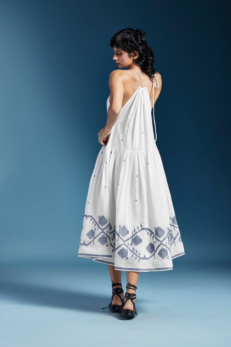 Tiffany Dress-White cotton by Chola in white color for women in Singapore