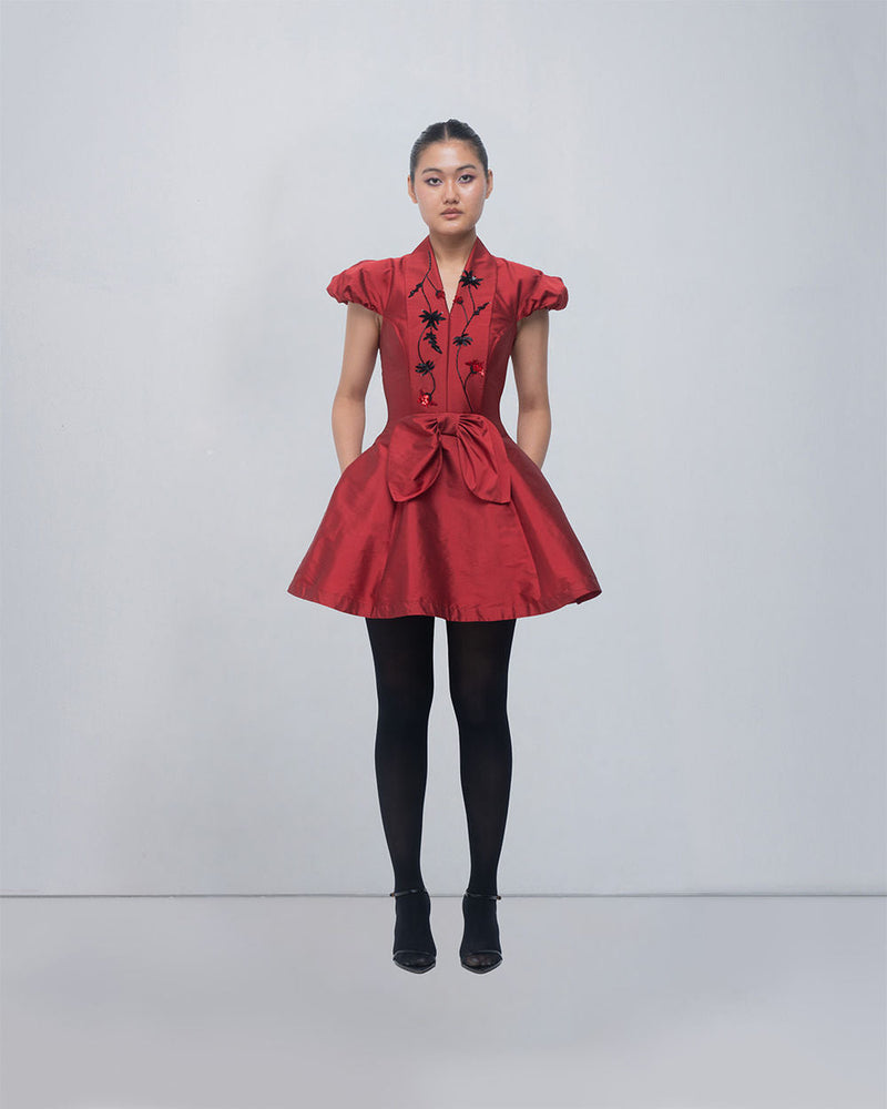 Solene Dress viscose by Leh Studios in red for women in Singapore