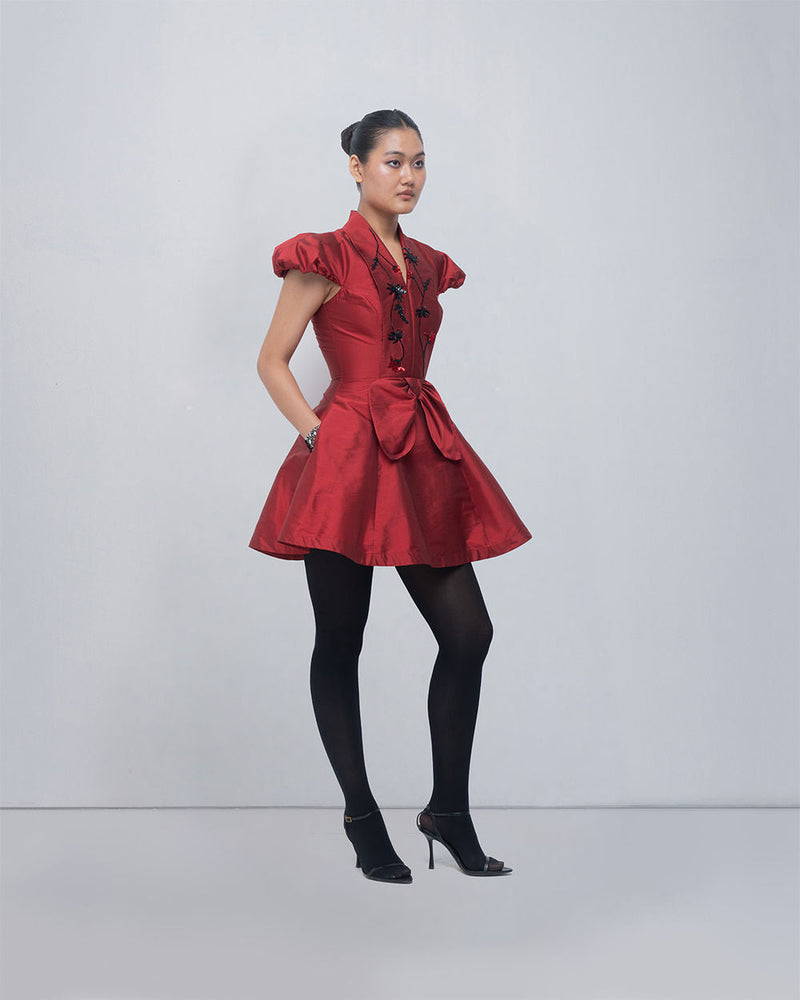 Solene Dress viscose by Leh Studios in red for women in Singapore