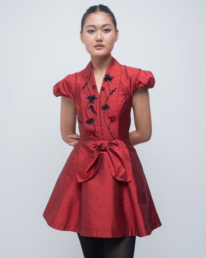Solene Dress viscose by Leh Studios in red for women in Singapore