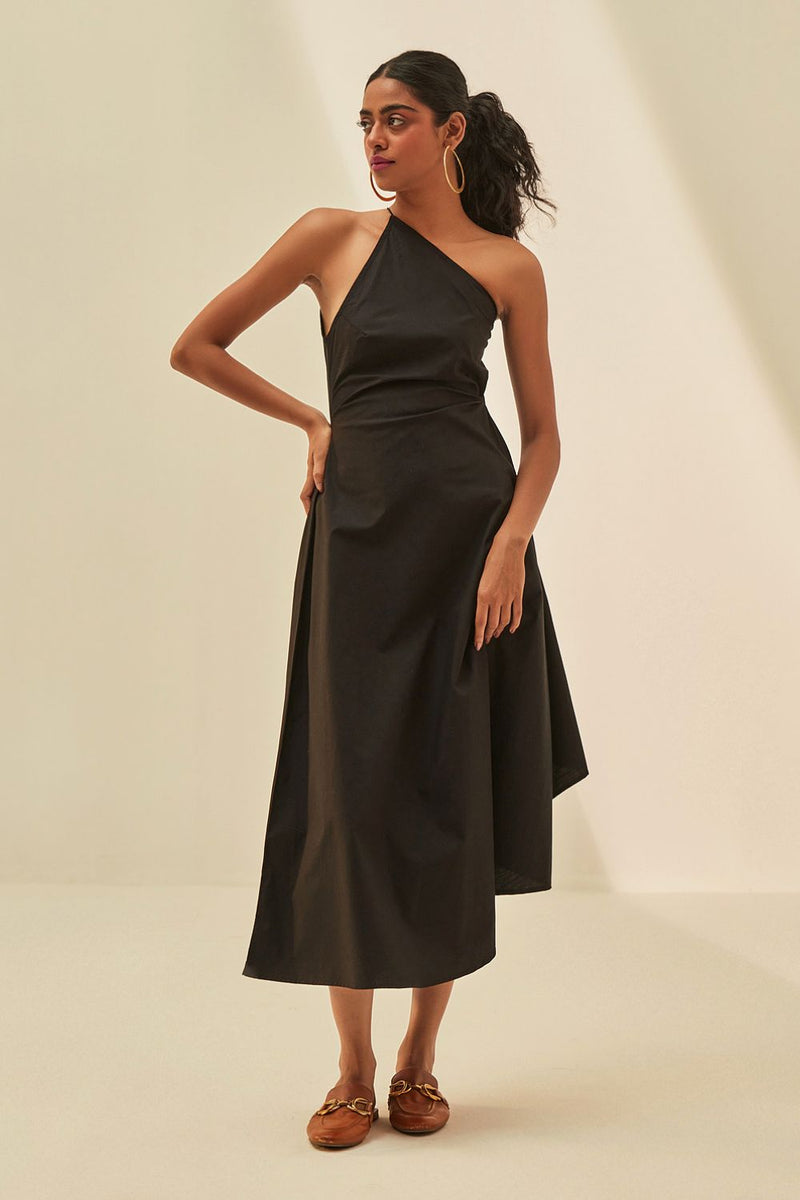 Jolene Dress poplin by Khara Kapas in black for women in Singapore