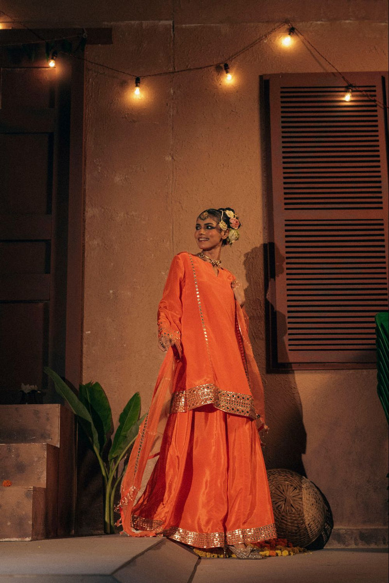 Mangala Sharara Set- Orange