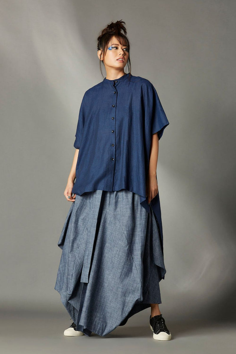 Casey Shirt linen by Chola in blue color for women in Singapore