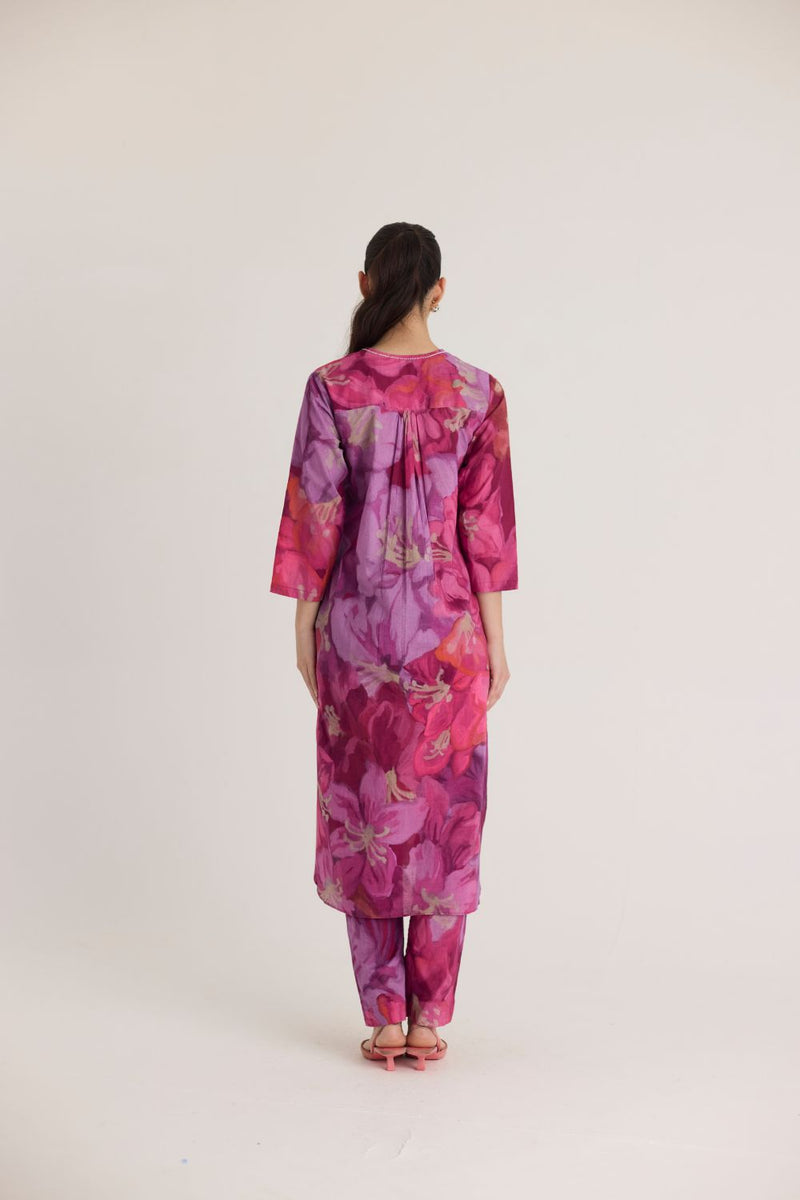 VIOLET GIA STYLE KURTA SET cotton by Yam in pink color for women in Singapore