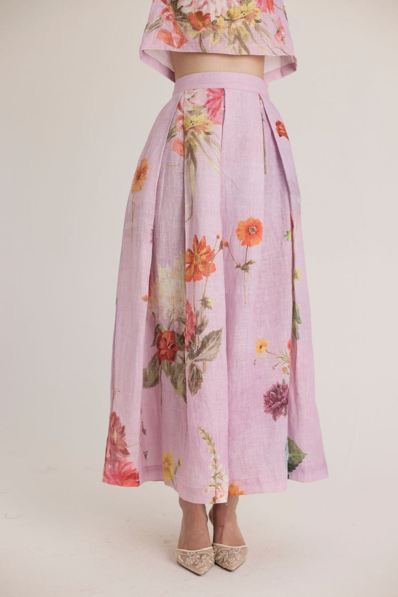 GIGGLE BERRY LINEN TOP & SKIRT SET linen by Yam for women in Singapore