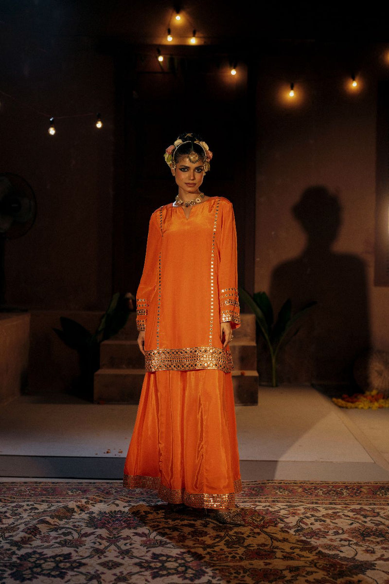 Mangala Sharara Set- Orange