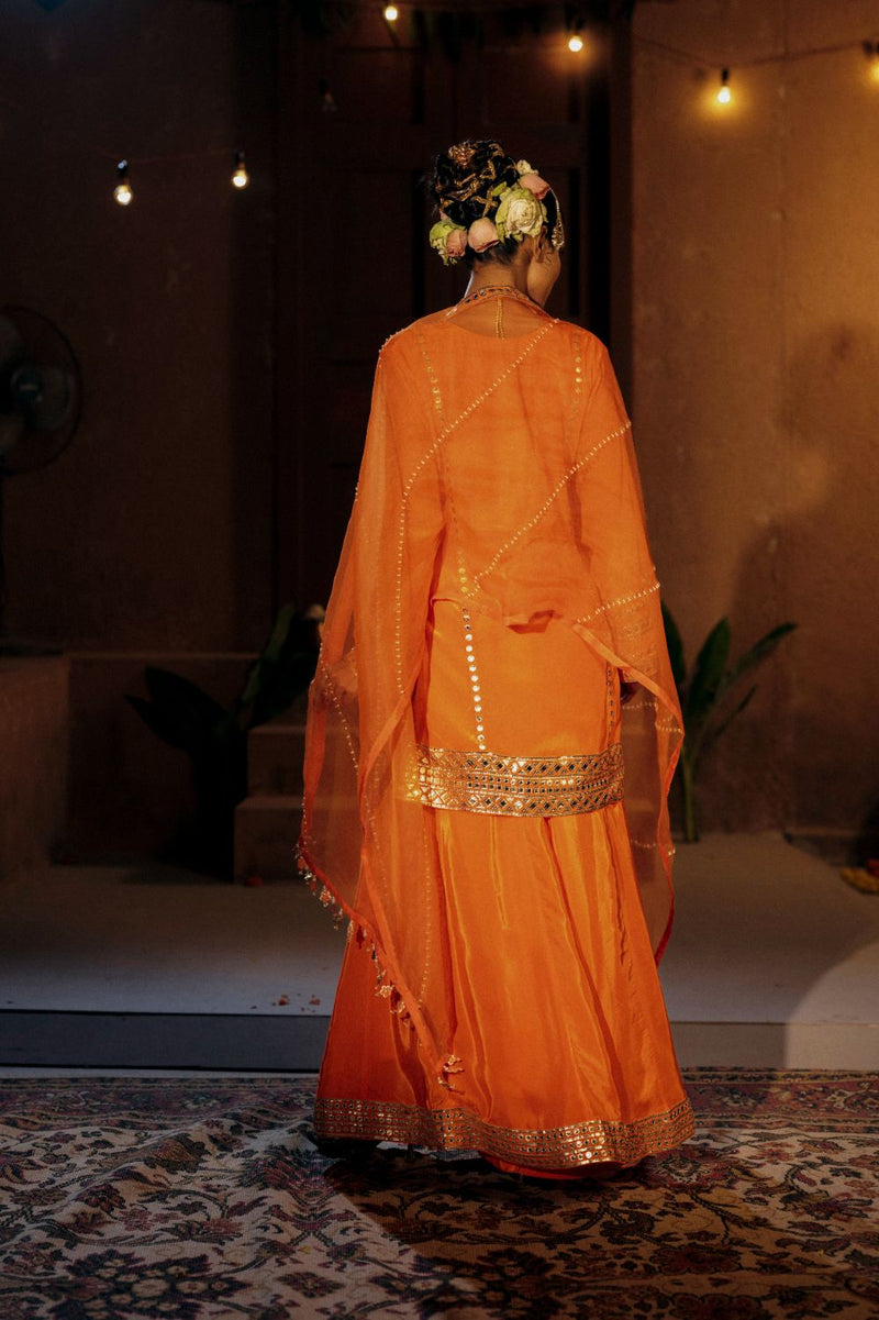 Mangala Sharara Set- Orange
