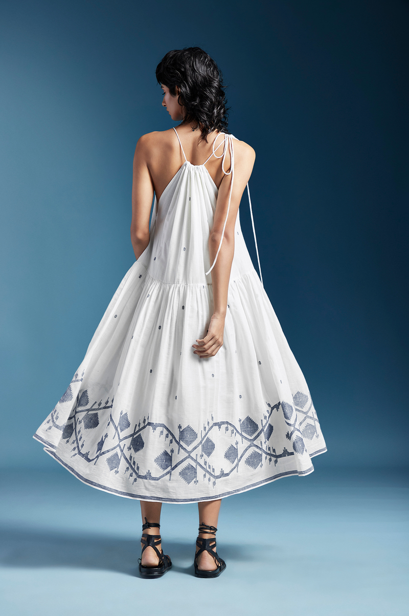 Tiffany Dress-White cotton by Chola in white color for women in Singapore