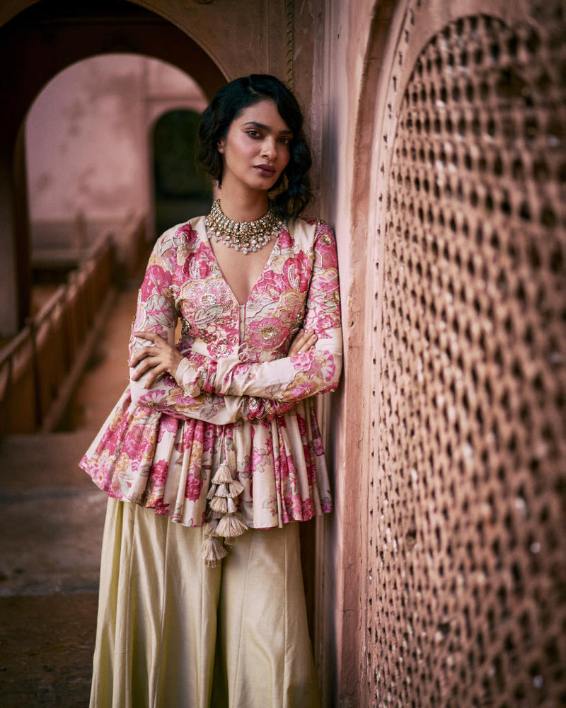 PH-2456 
Peplum 
Plazzoo Set by Paulmi & Harsh for women in Singapore
