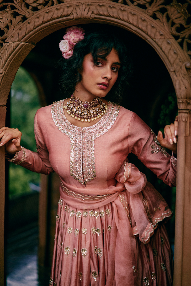 PH-2457 
Anarkali 
Dupatta 
Skirt Set by Paulmi & Harsh for women in Singapore