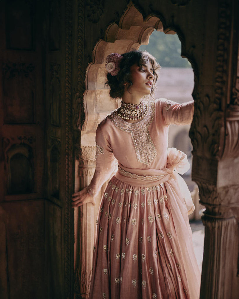 PH-2457 
Anarkali 
Dupatta 
Skirt Set by Paulmi & Harsh for women in Singapore