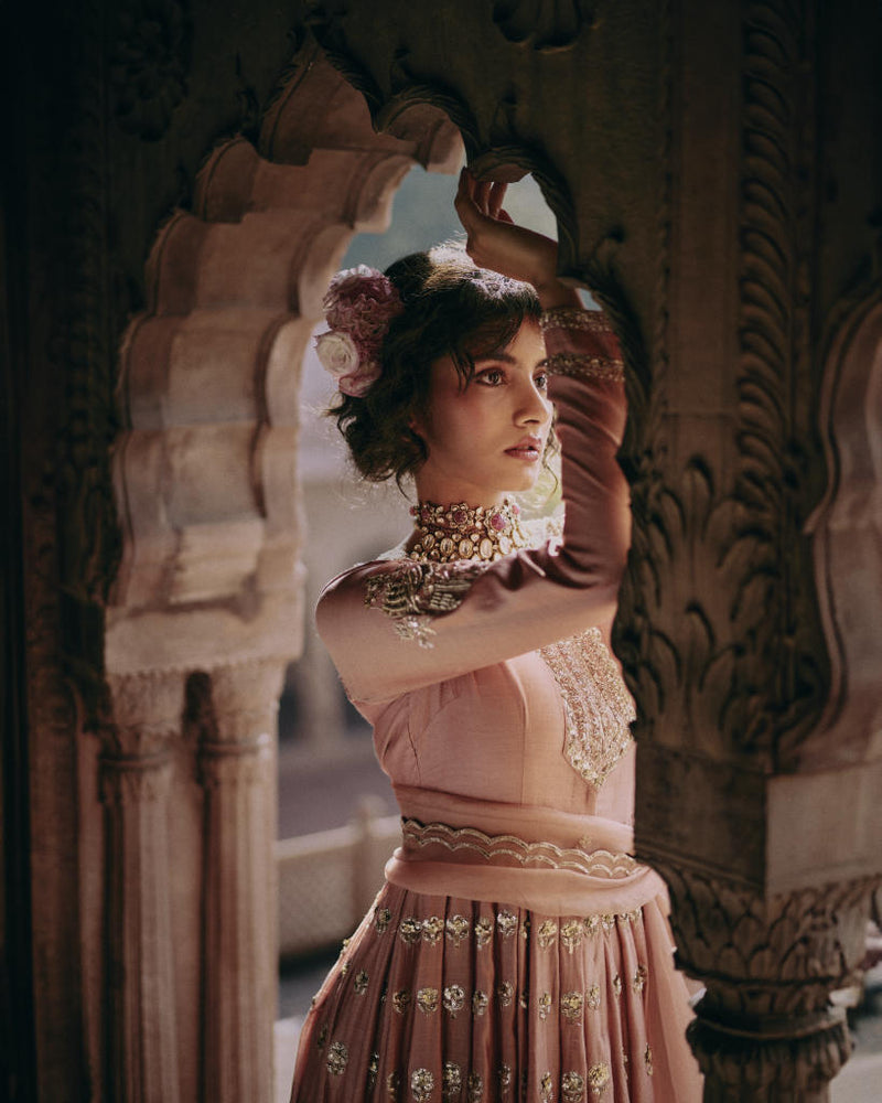 PH-2457 
Anarkali 
Dupatta 
Skirt Set by Paulmi & Harsh for women in Singapore
