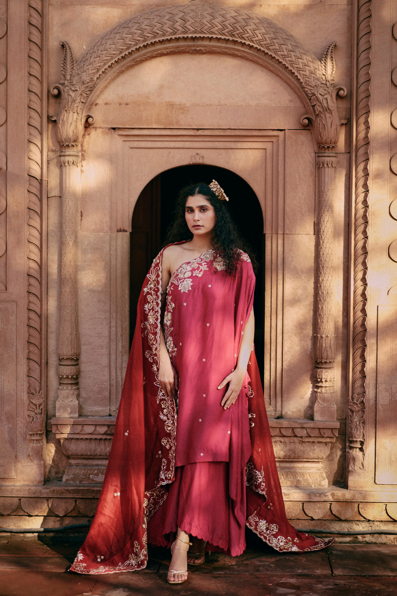 PH-2459 One shoulder Palazoo Set by Paulmi & Harsh for women in Singapore
