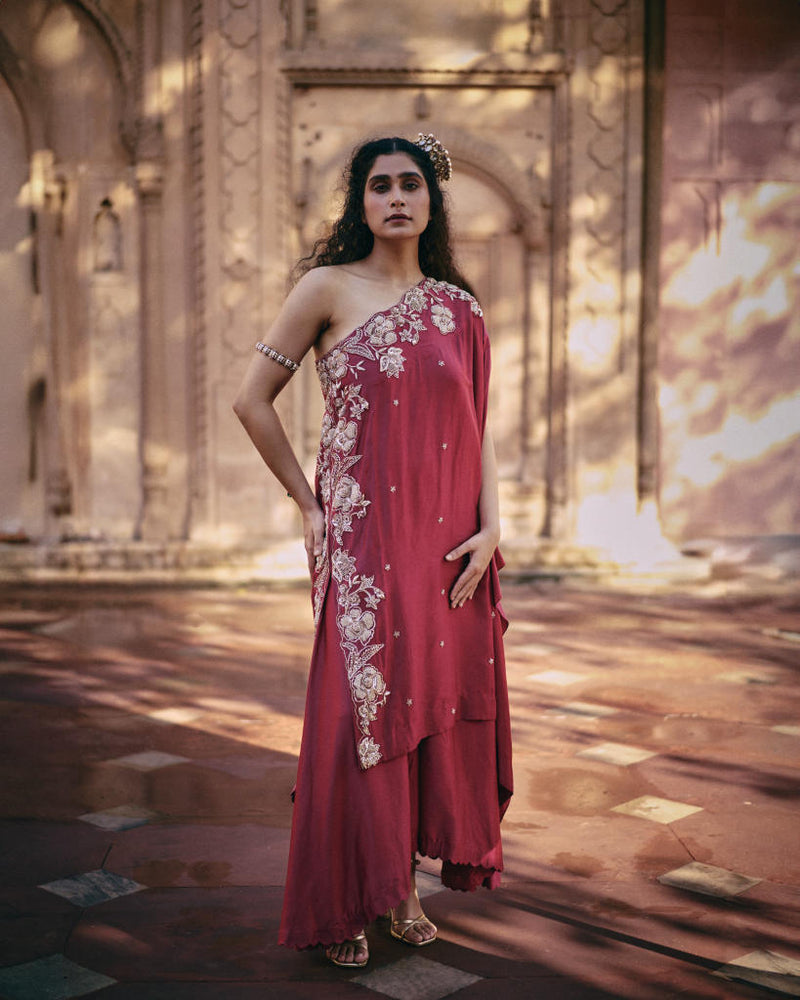 PH-2459 One shoulder Palazoo Set by Paulmi & Harsh for women in Singapore
