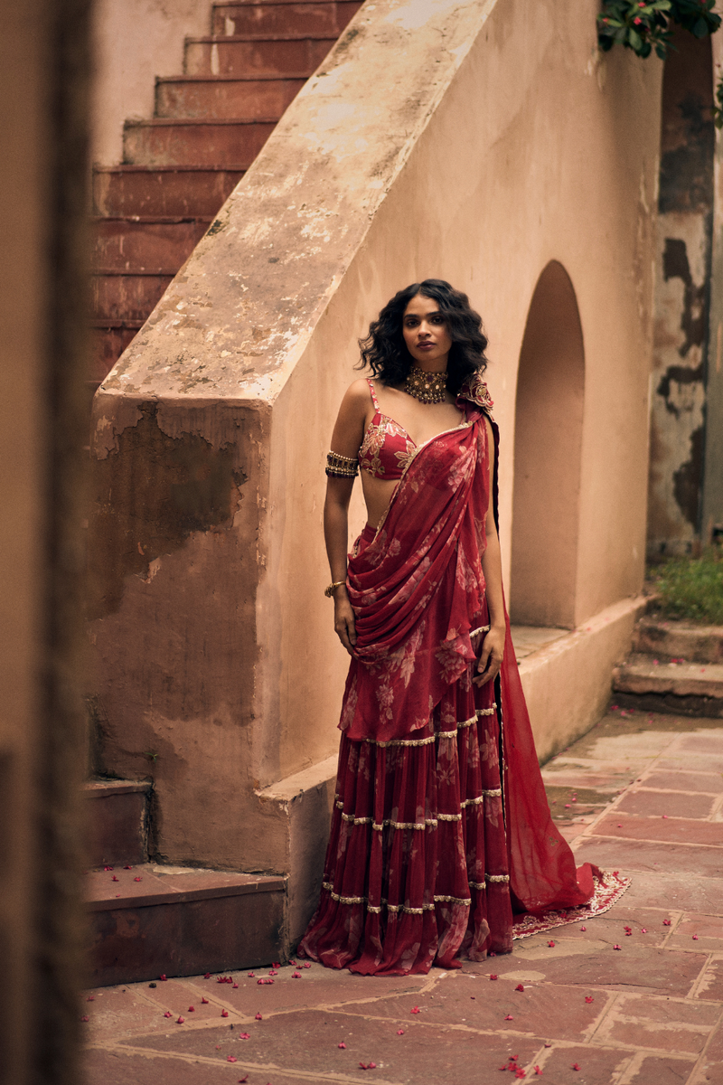 PH-2478
Saree 
Blouse 
 Set by Paulmi & Harsh for women in Singapore