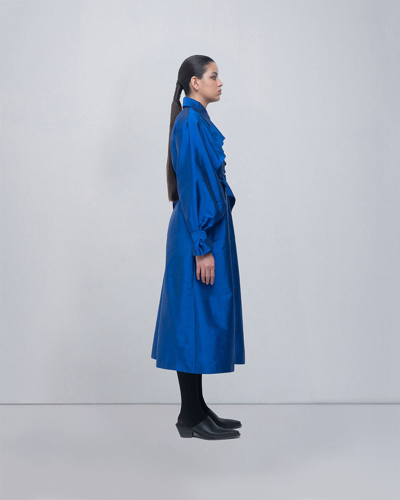 Cleo Trench viscose by Leh Studios in blue for women in Singapore