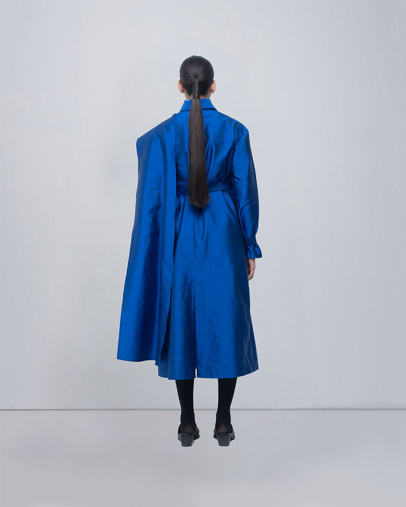 Cleo Trench viscose by Leh Studios in blue for women in Singapore
