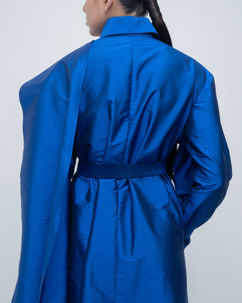 Cleo Trench viscose by Leh Studios in blue for women in Singapore